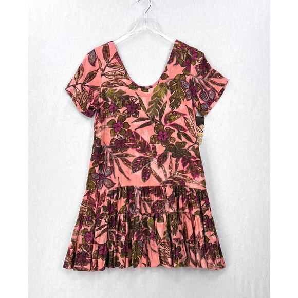 JAMS WORLD Hattie Dress Womens Medium Fuschia Fern Pink Floral Vintage Y2K NEW